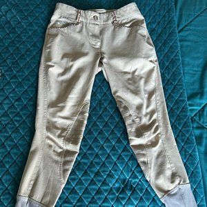 Used Equine Couture Tan Stars & Stripes Silicone Knee Patch Breeches